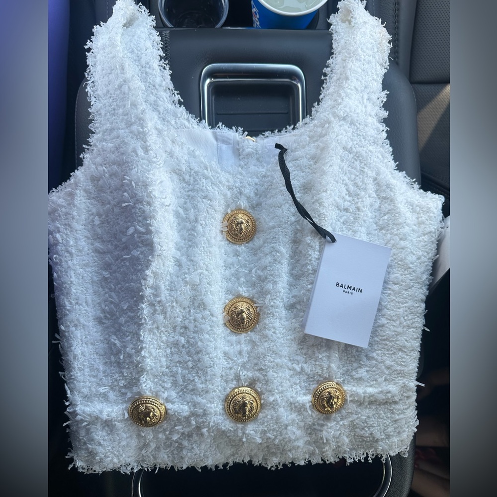BRAND NEW BALMAIN TWEED TOP